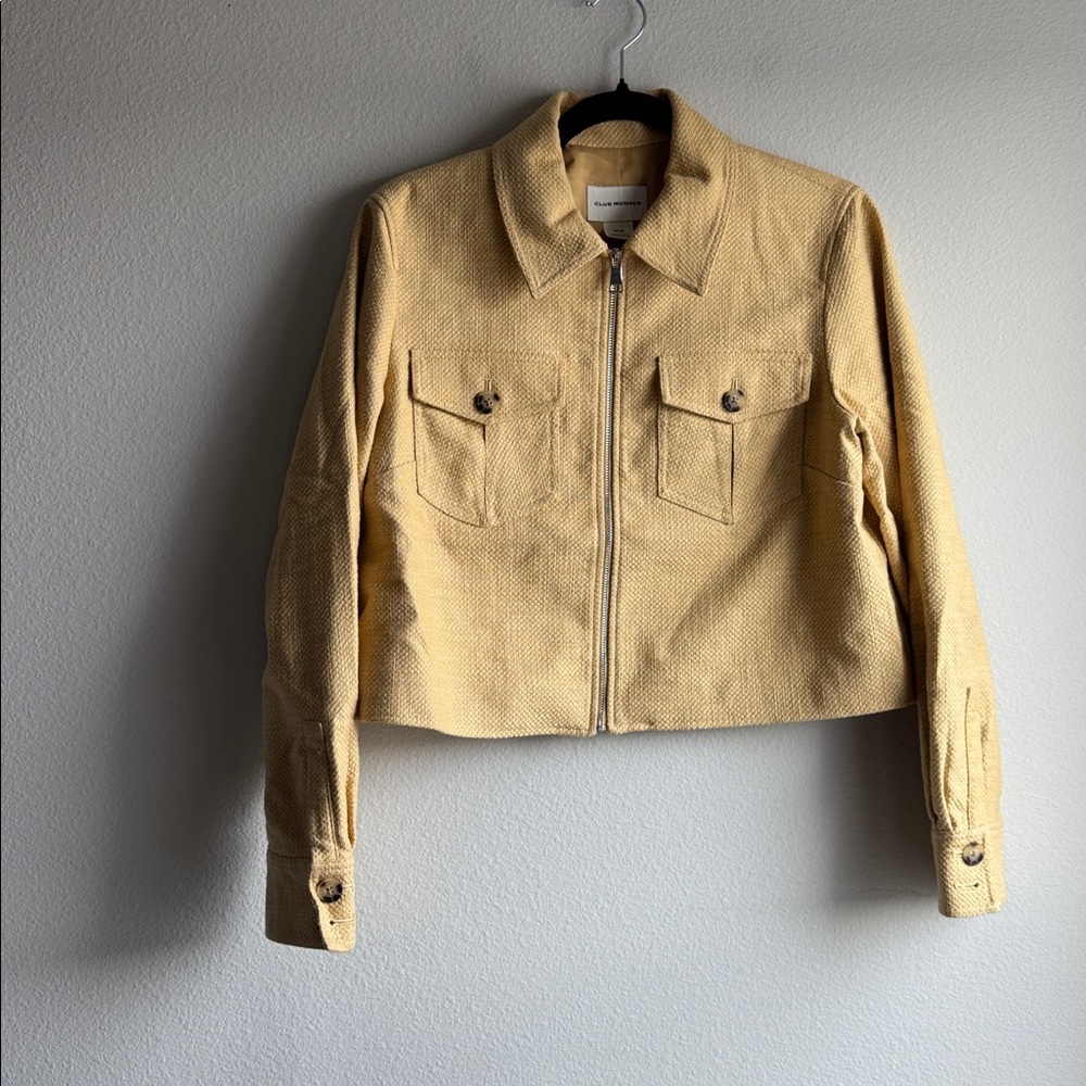Club Monaco Textured Crop Jacket Yellow Fall Womens size medium